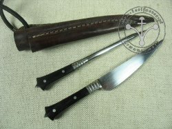 KS-018 Komplet biesiadny - nóż ze szpikulcem w rogowej oprawie