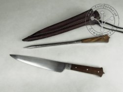 KS-024 Duży komplet biesiadny - nóż ze szpikulcem w drewnianej oprawie.